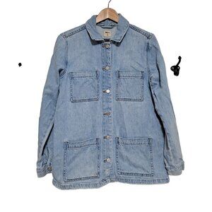 Gap Denim Jacket Woman Medium Shacket Barn Chore Relaxed Oversized Pockets Work